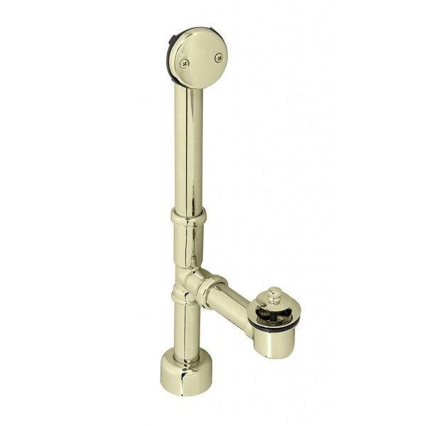 Westbrass All Exposed Pull & Drain Bath Waste, 14" Make-Up, 17 Ga. Tubing in Polished Brass D3263K-03